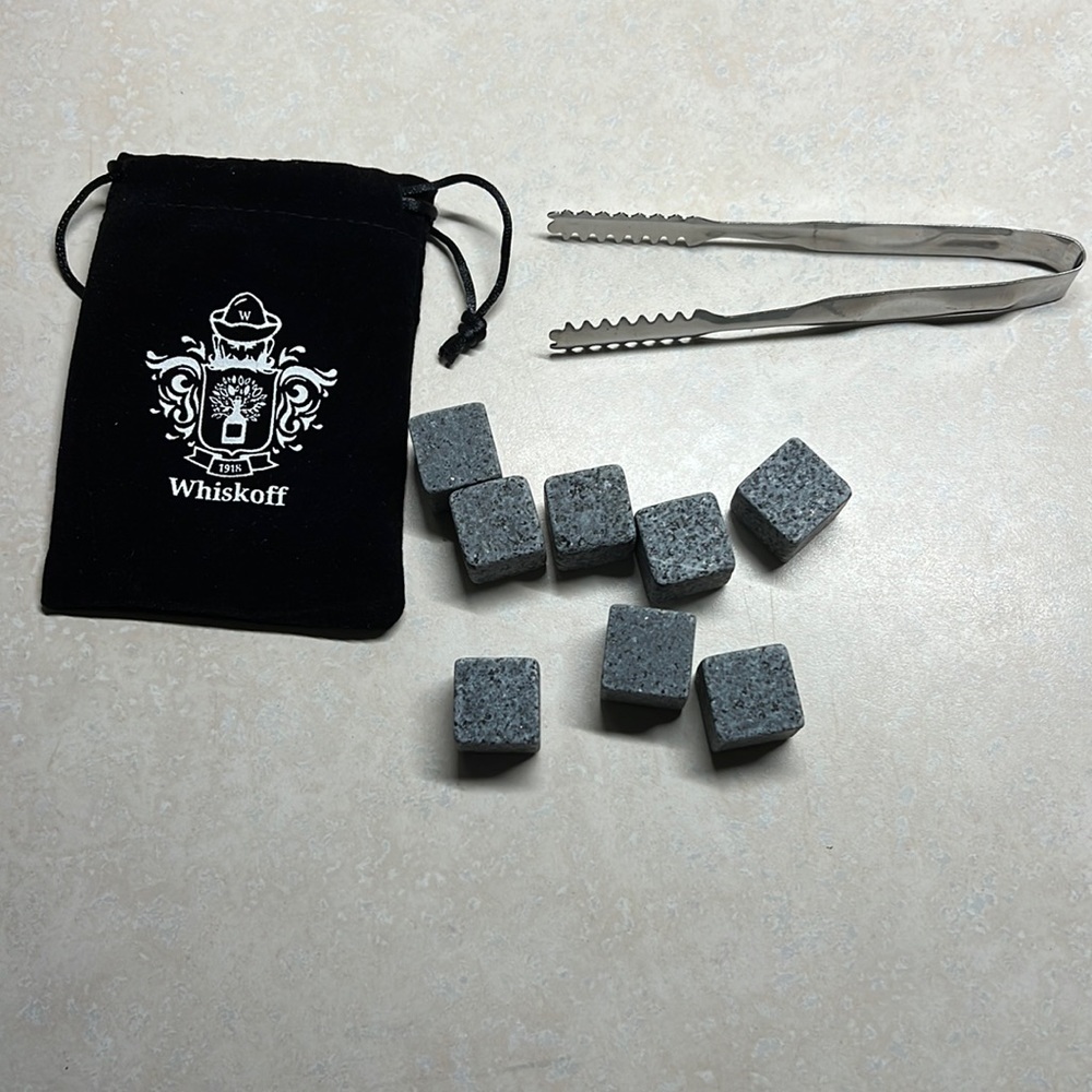 NWOT Whiskey Stones with Tongs
